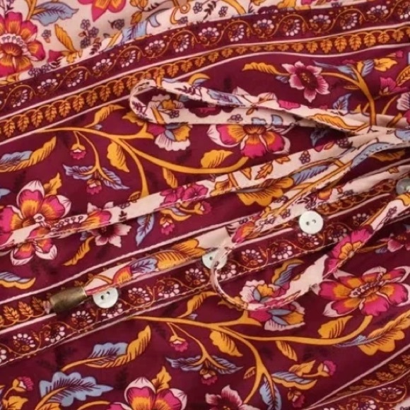 Pink Bohemian Button Front Floral Dress - Picture 7 of 10